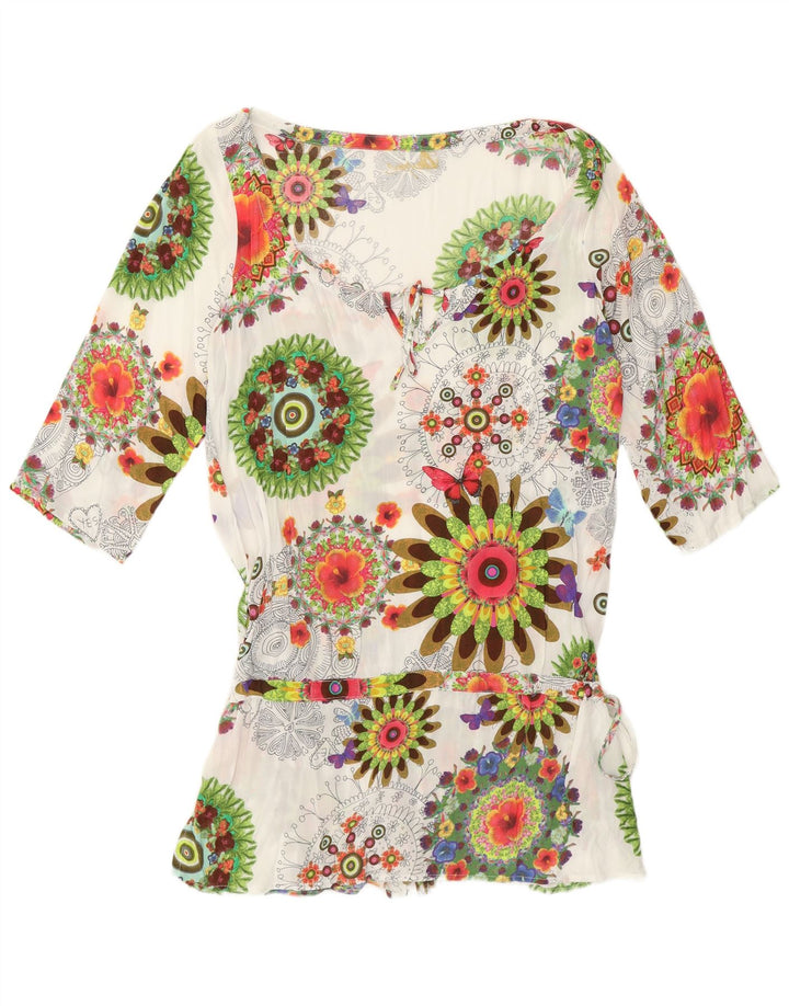 Женская туника с рукавом 3/4 Desigual UK 12, средний белый цветочный принт