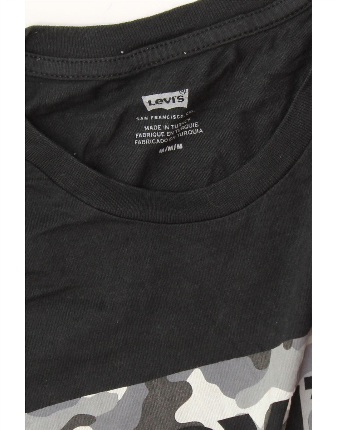 LEVI'S Mens Graphic T-Shirt Top Medium Black Vintage Levi's and Second-Hand Levi's from Messina Hembry 