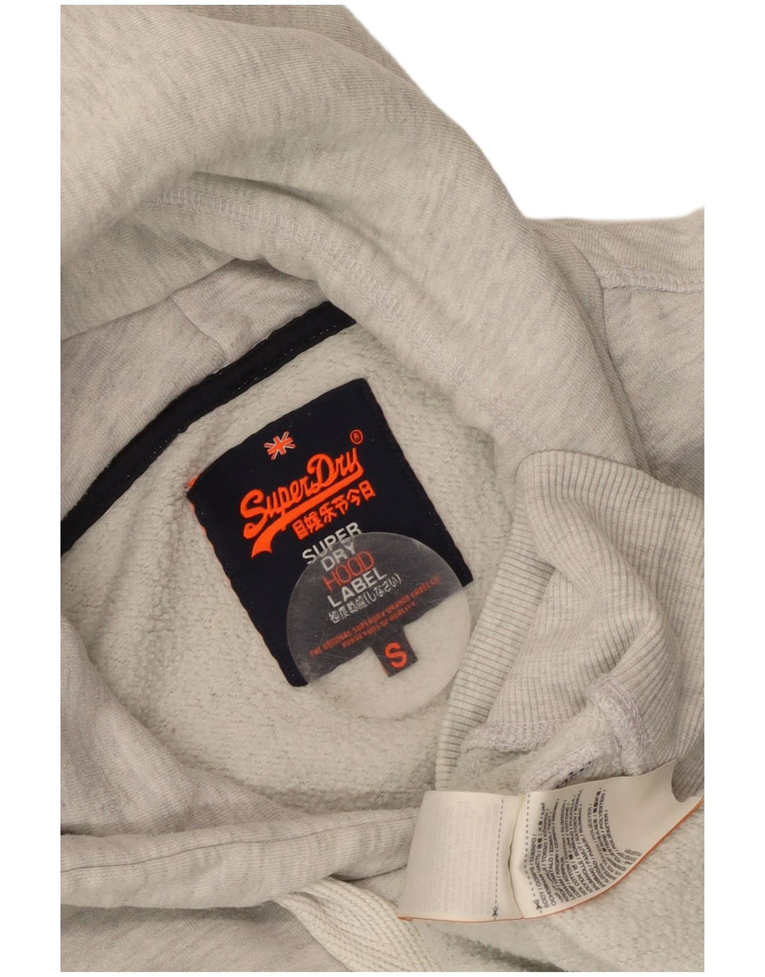 Женский джемпер с капюшоном Superdry Oversized с рисунком, UK 10, маленький, серый, хлопок