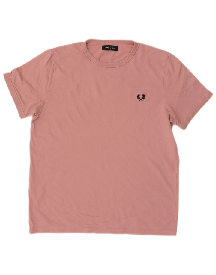 Мужская футболка Fred Perry из хлопка среднего размера розового цвета