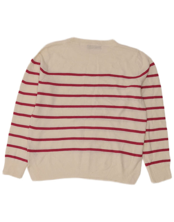 Женский джемпер с круглым вырезом Marks & Spencer, Великобритания, 10, маленький, в белую полоску