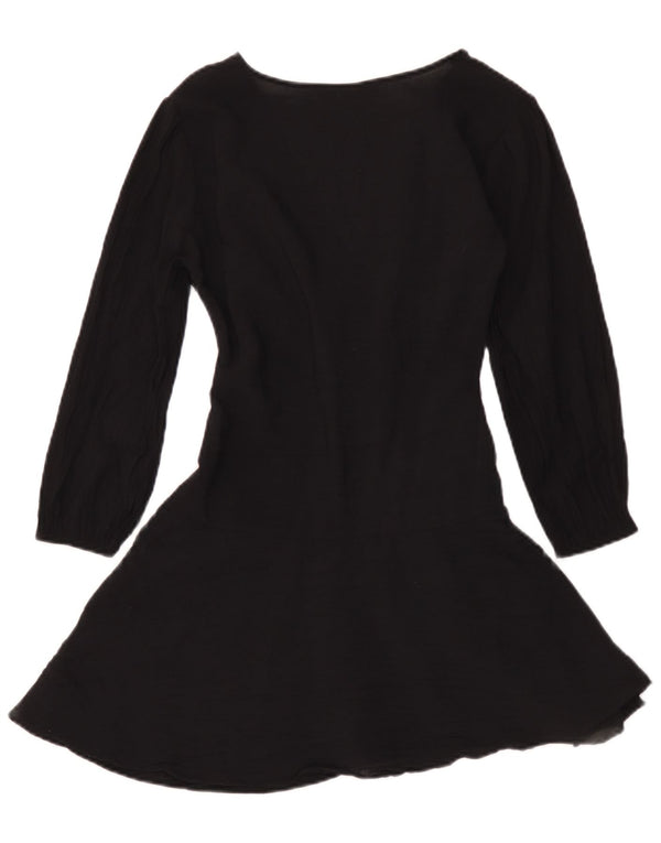 Женское платье А-силуэта с рукавом 3/4 Zara UK 6 XS, черное из вискозы