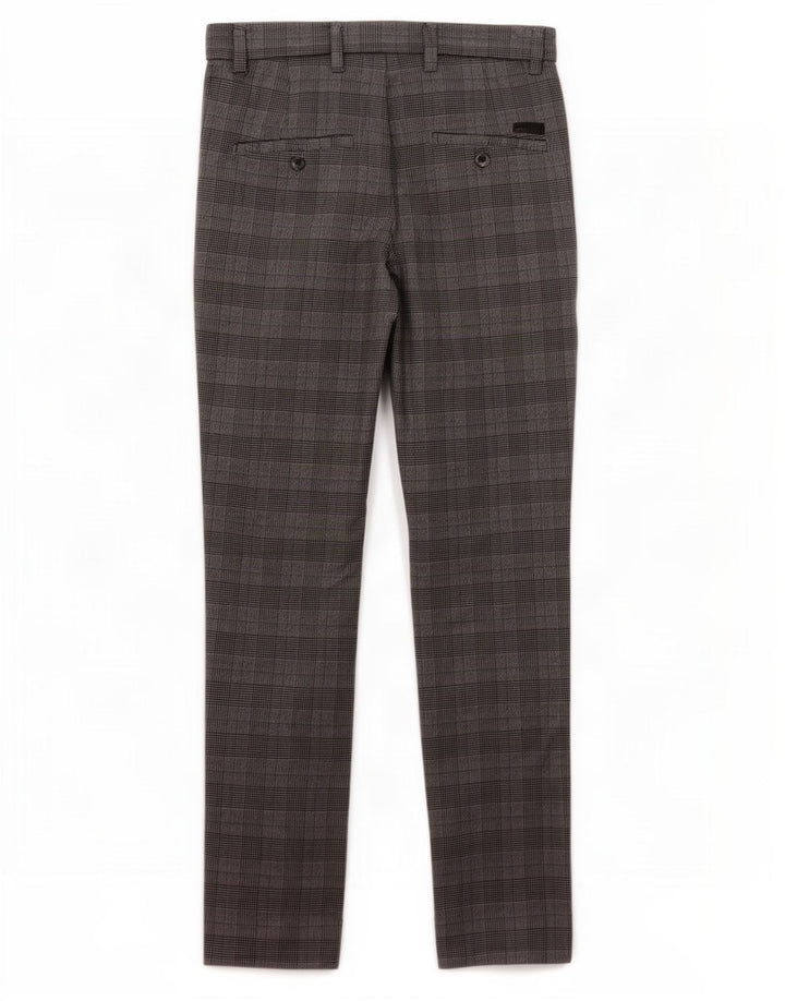Мужские узкие костюмные брюки Jack & Jones Marco W28 L30 серые в клетку из полиэстера
