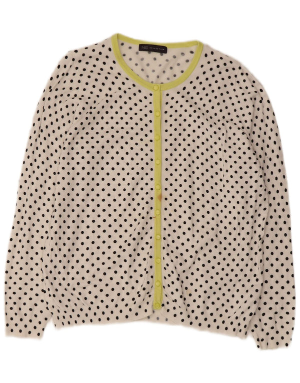 Женский кардиган Marks & Spencer UK 20 2XL Белый вискоза в горошек