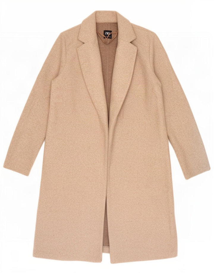 Женское пальто Zara UK 14, средний бежевый, полиэстер
