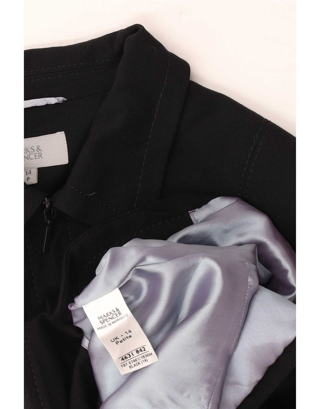 Женский пиджак на молнии Marks & Spencer Petite, Великобритания 14, средний черный