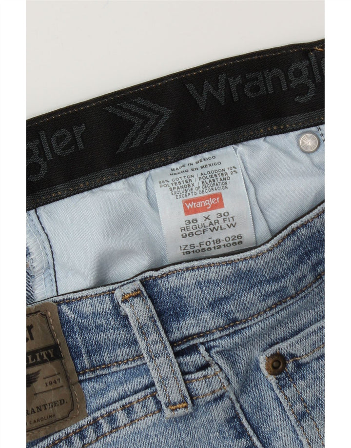 Мужские прямые джинсы WRANGLER стандартного кроя W36 L30, синий хлопок