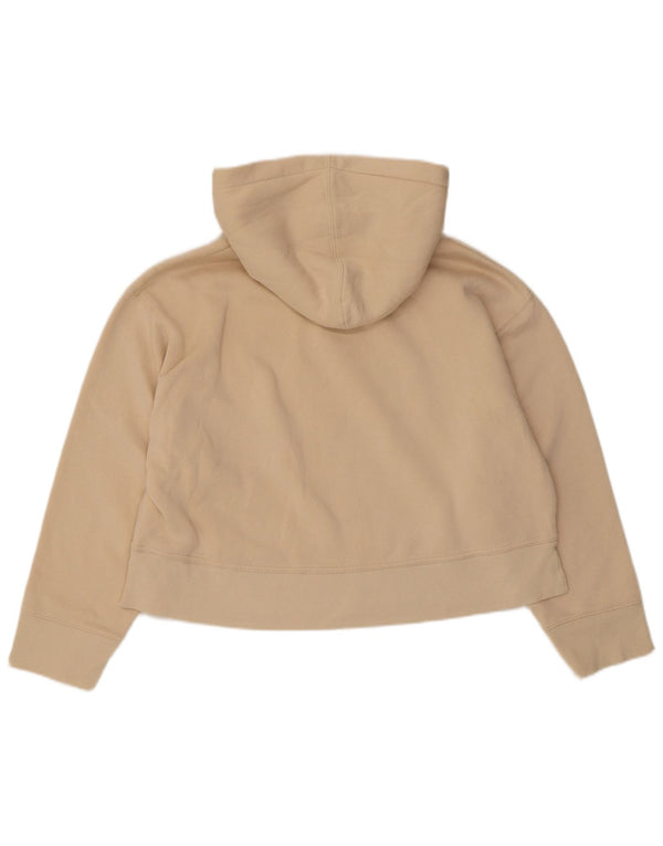 Женский укороченный джемпер с капюшоном Zara UK 16, большой размер, бежевый хлопок