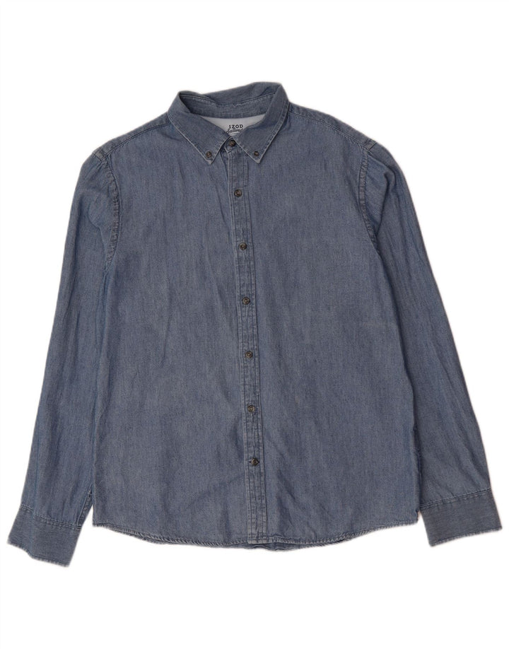 IZOD Мужская джинсовая рубашка с соленой водой, большой синий хлопок