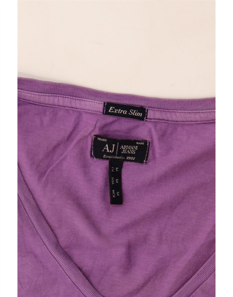 ARMANI Womens T-Shirt Top UK 14 Medium Purple Cotton Vintage Armani and Second-Hand Armani from Messina Hembry 