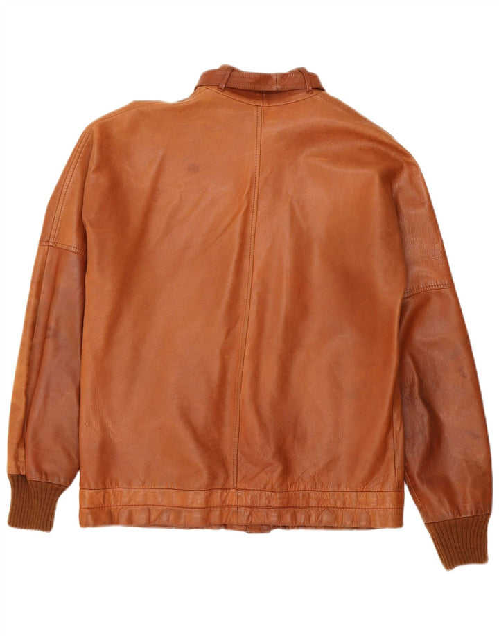 Винтажная мужская кожаная куртка UK 38 среднего коричневого цвета