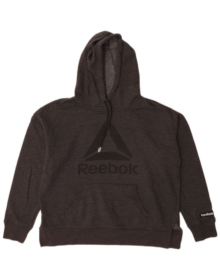 Женский джемпер с капюшоном Reebok Oversized с рисунком UK 14, средний серый хлопок