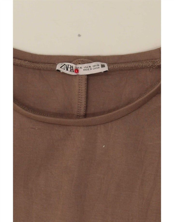 Женская укороченная блузка оверсайз Zara UK 18 XL Коричневый