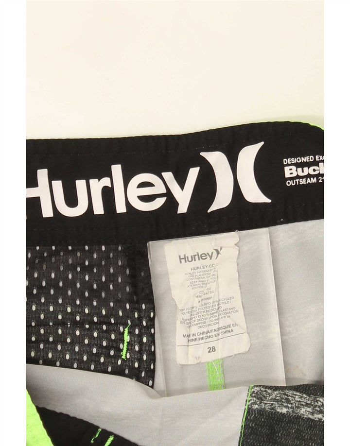 Мужские шорты для плавания Hurley с рисунком, полиэстер, маленькие зеленые полоски