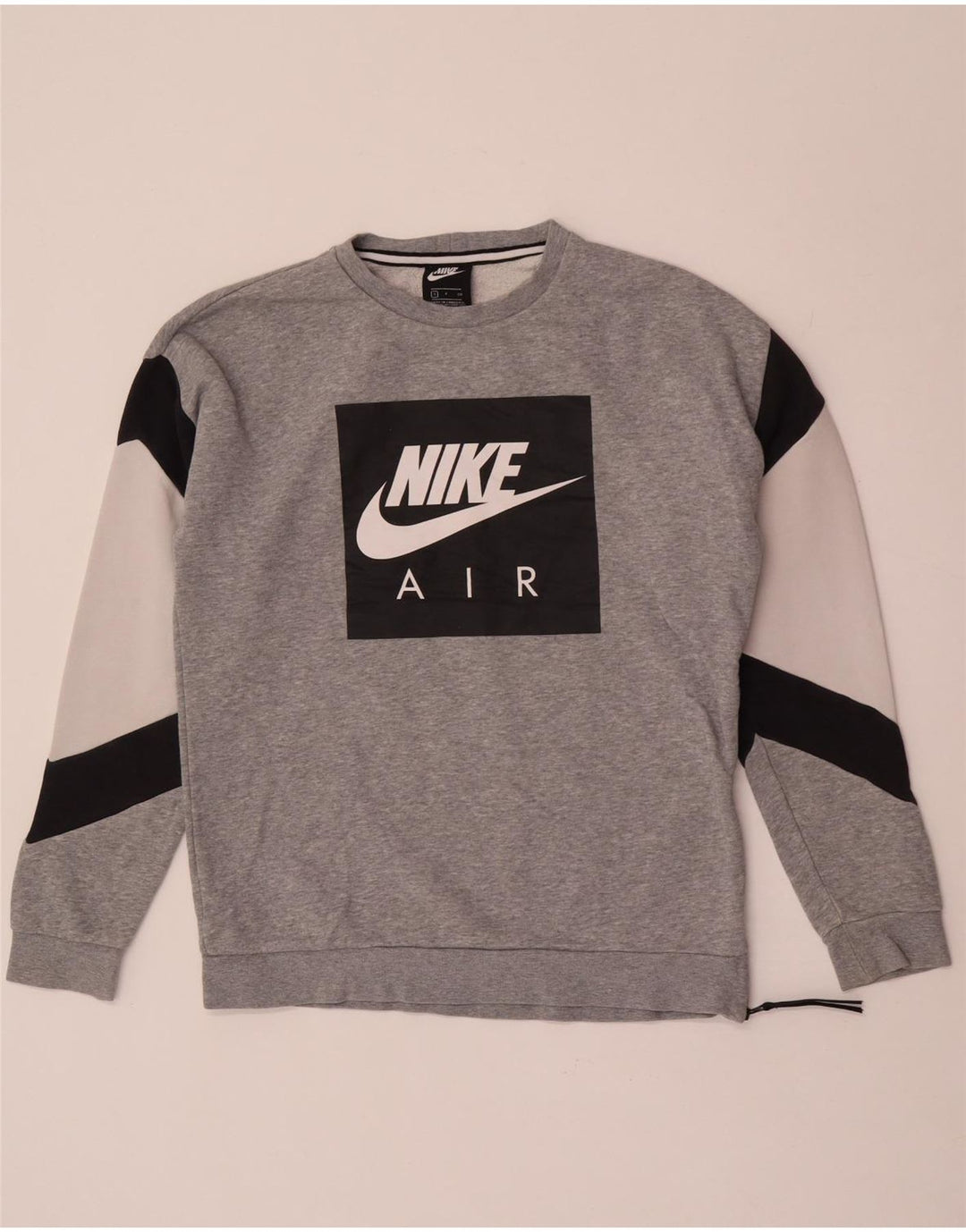Мужской свитшот с графическим рисунком Nike, маленький серый хлопковый джемпер с цветными блоками