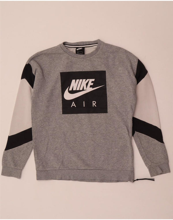 Мужской свитшот с графическим рисунком Nike, маленький серый хлопковый джемпер с цветными блоками