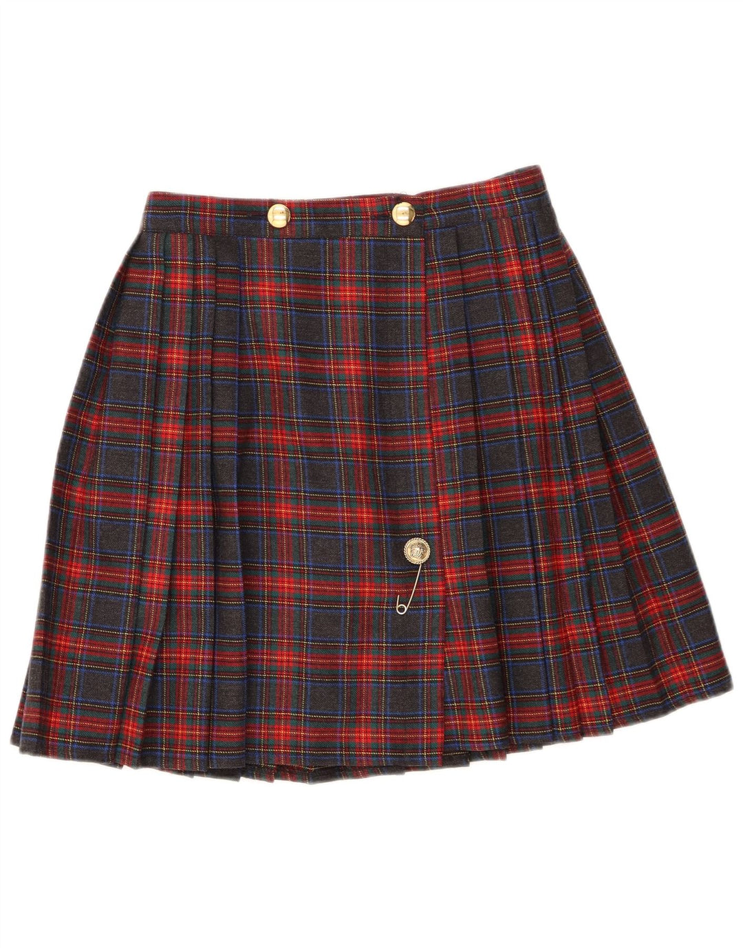 Винтажная женская плиссированная юбка-нож IT 44 Medium W28 в разноцветную клетку