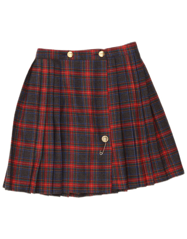 Винтажная женская плиссированная юбка-нож IT 44 Medium W28 в разноцветную клетку