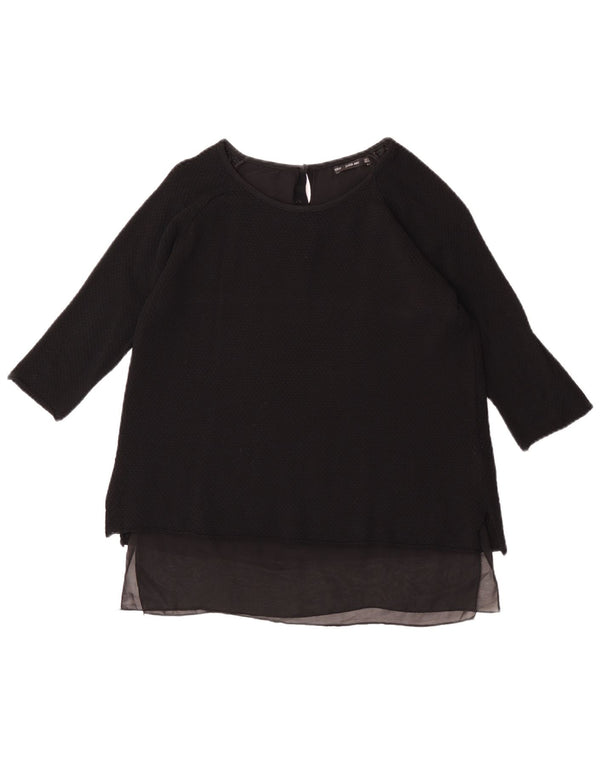 Женская блузка с рукавом 3/4 Zara UK 14, большая черная вискоза