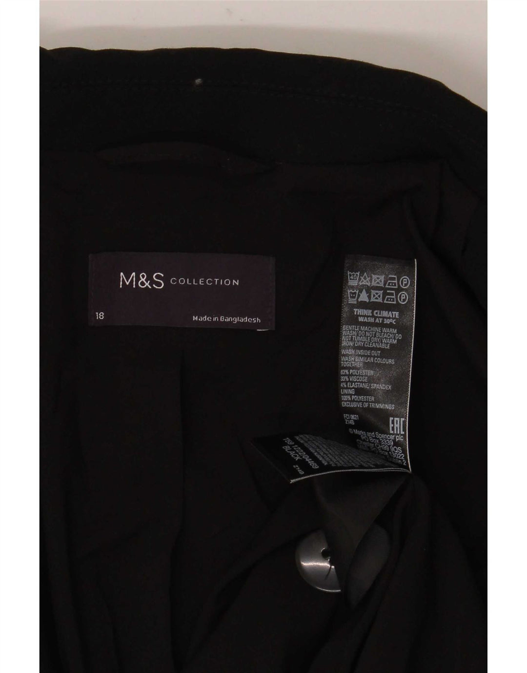 Женский пиджак большого размера на 1 пуговице Marks & Spencer UK 18 XL, черный