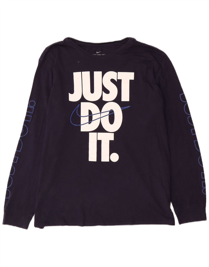 Мужская футболка с рисунком Nike с длинным рукавом 2XL, темно-синяя