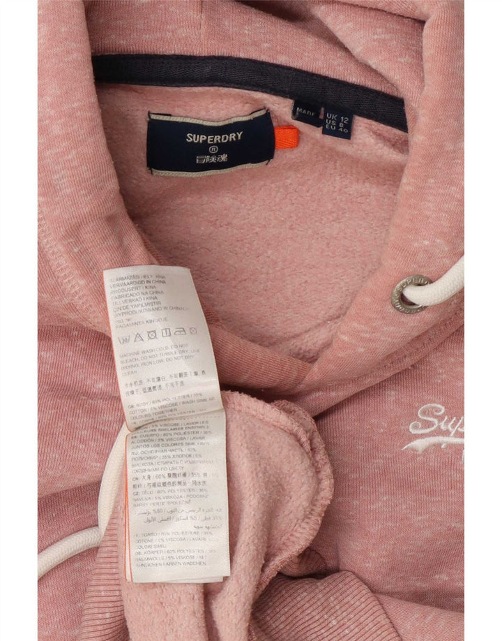 Женский джемпер с капюшоном Superdry UK 12, средний розовый полиэстер с крапинками