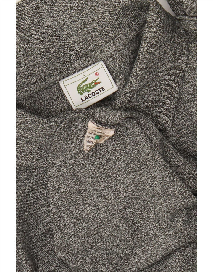 Мужская рубашка-поло с длинным рукавом Lacoste, размер 4, средний серый хлопок с крапинками