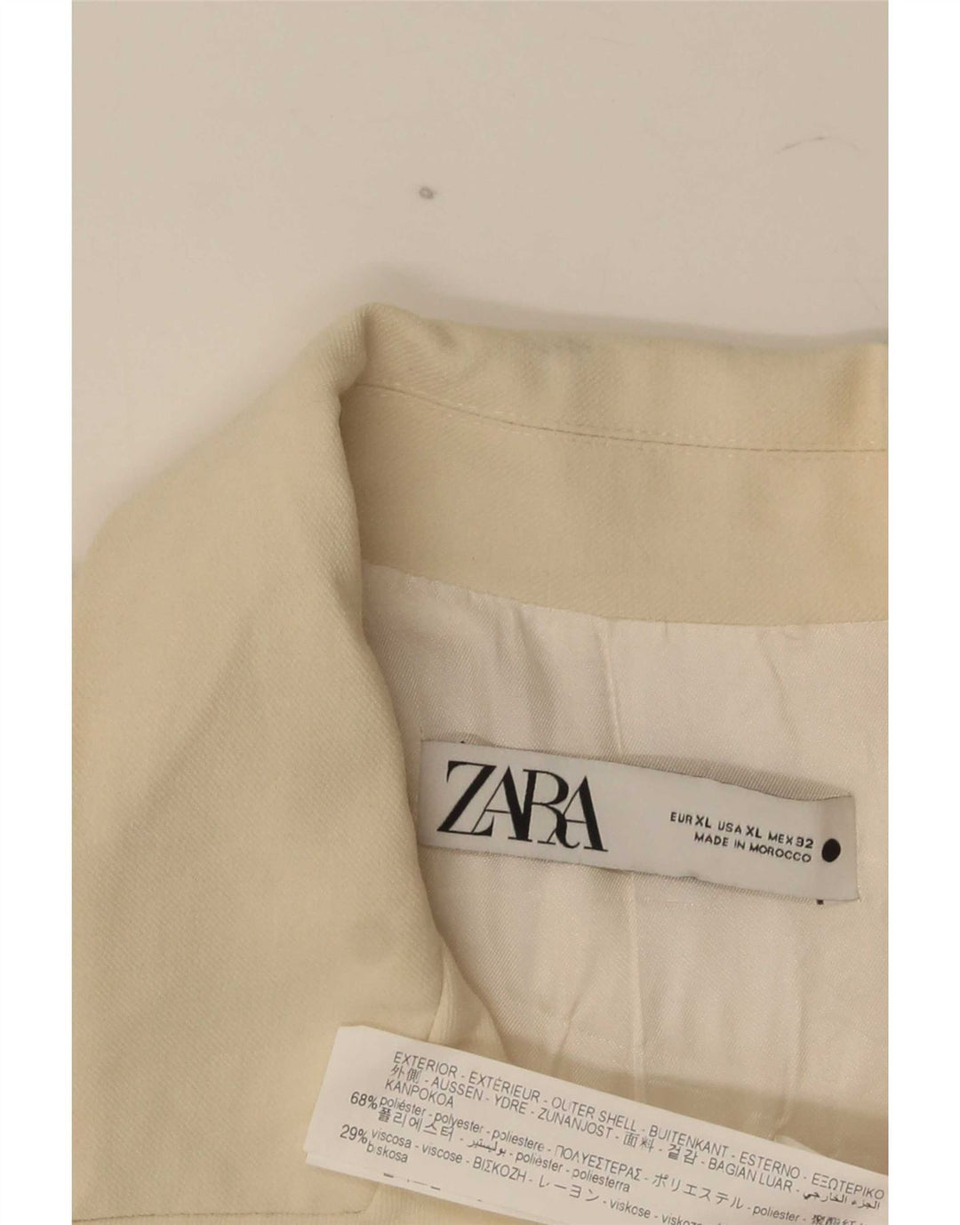 Женский двубортный пиджак Zara UK 14 XL из белого полиэстера