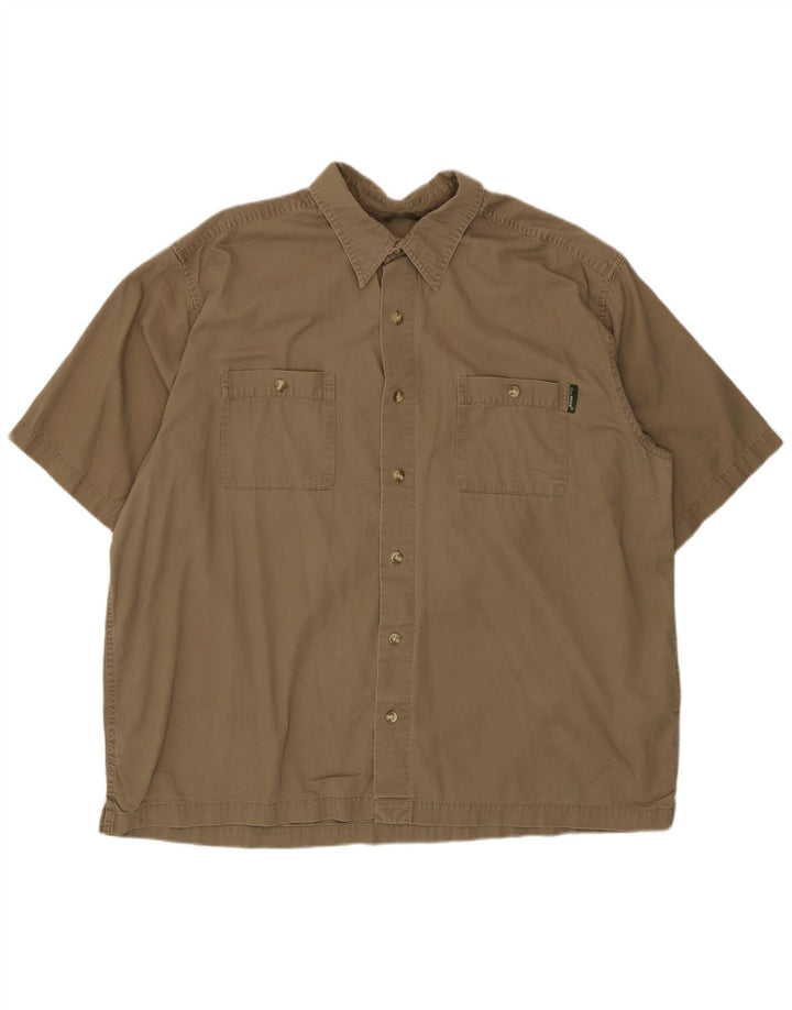 Мужская рубашка с коротким рукавом Eddie Bauer XL, бежевый хлопок