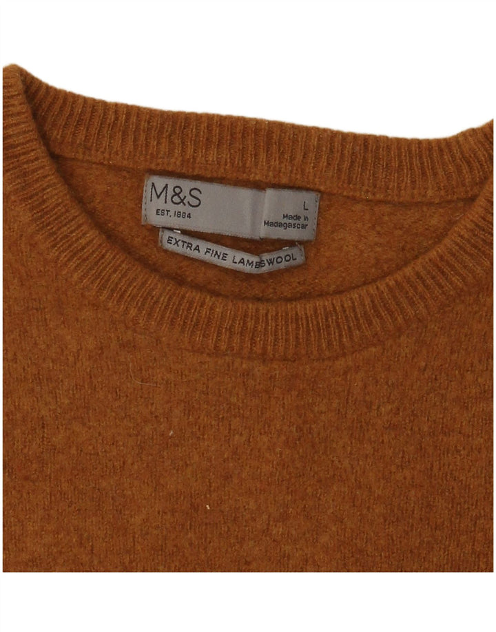 Женский джемпер с круглым вырезом Marks & Spencer, Великобритания, 14, большой, коричневый, из овечьей шерсти