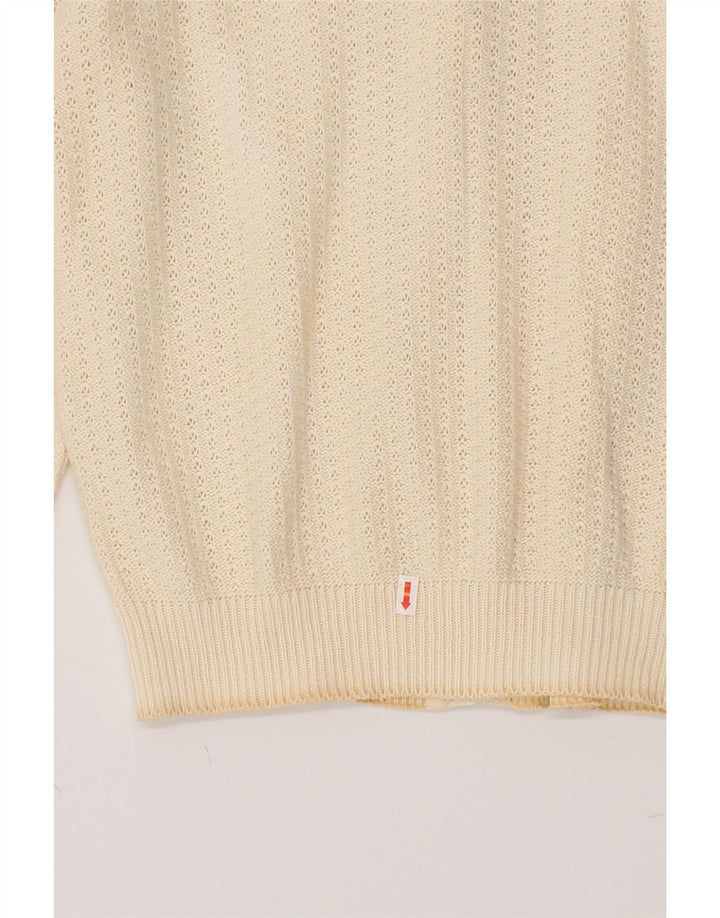 VINTAGE Womens Cardigan Sweater UK 14 Medium Off White Vintage Vintage and Second-Hand Vintage from Messina Hembry 