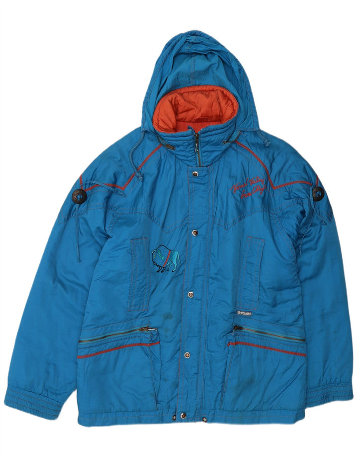 COLMAR Mens Graphic Hooded Ski Jacket UK 42 XL Blue