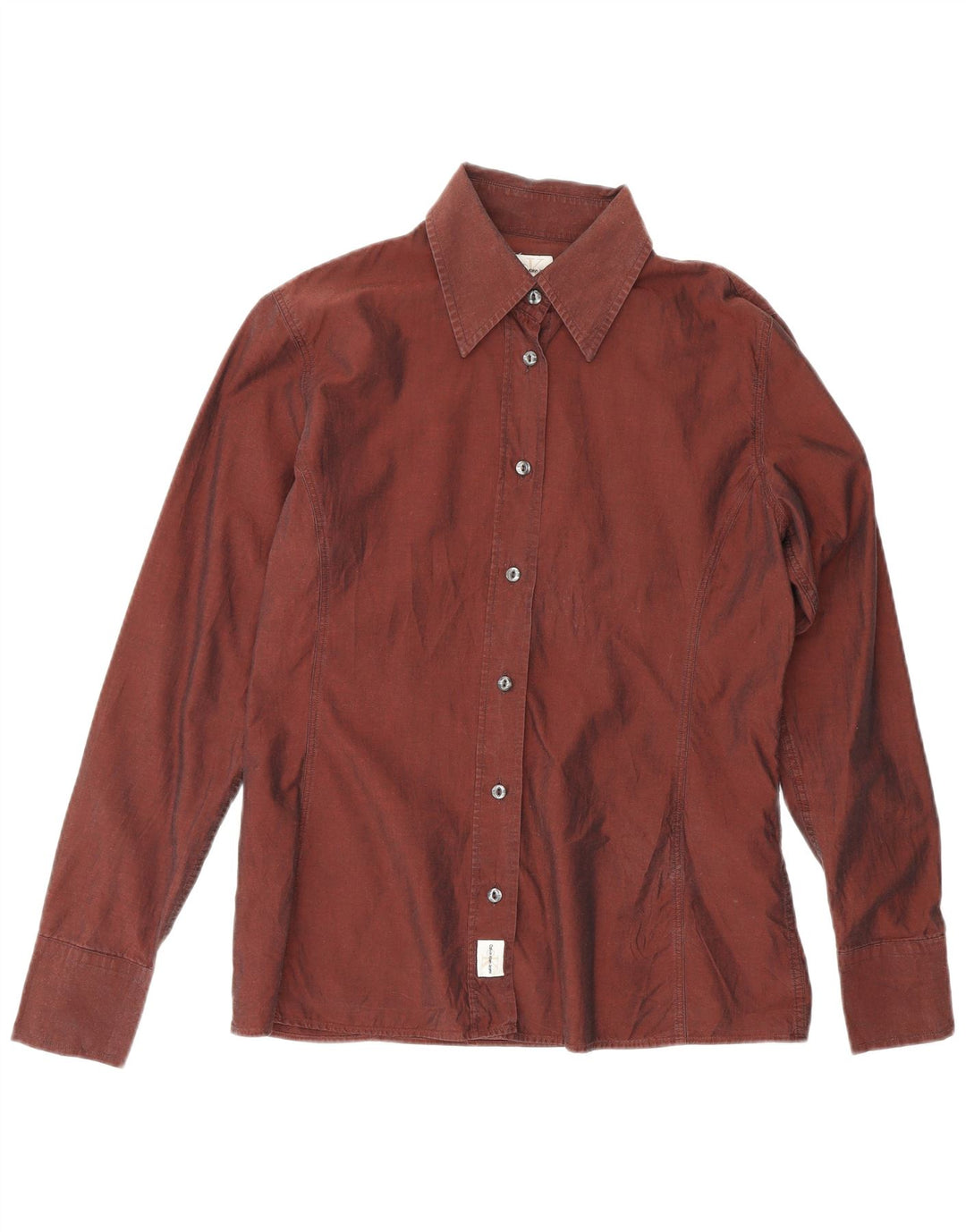 Женская рубашка CALVIN KLEIN JEANS UK 12, средний бордовый хлопок, хлопок