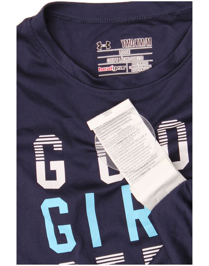 Футболка с рисунком Under Armour для мальчиков Heat Gear, топ 9–10 лет, средний темно-синий цвет