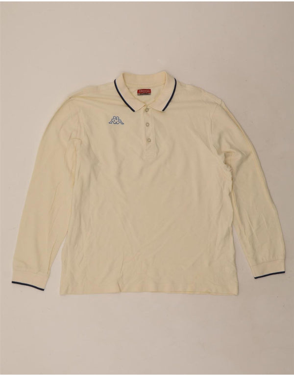 Kappa Mens Long Sleeve Polo Shirt XL Off White Cotton