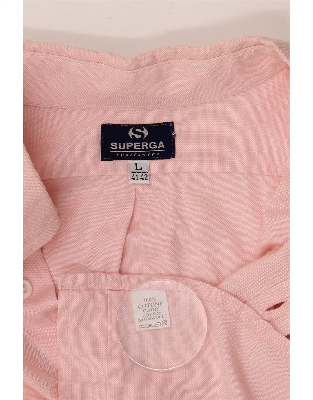 Мужская рубашка SUPERGA, размер 41/42, большая розовая, хлопок