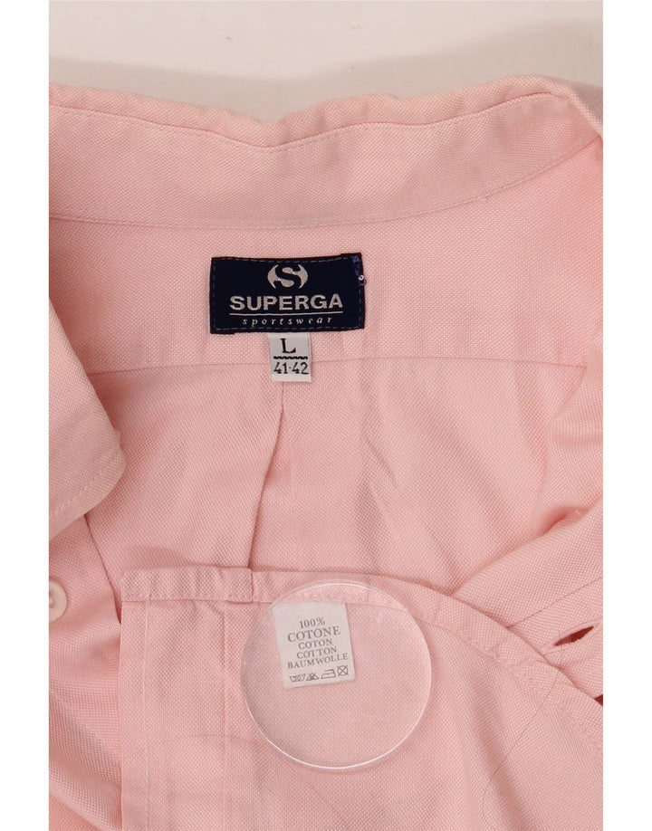 Мужская рубашка SUPERGA, размер 41/42, большая розовая, хлопок