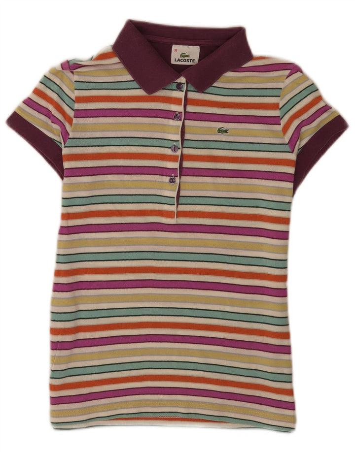 Женская рубашка поло Lacoste Regular, размер 38, средняя, в разноцветную полоску