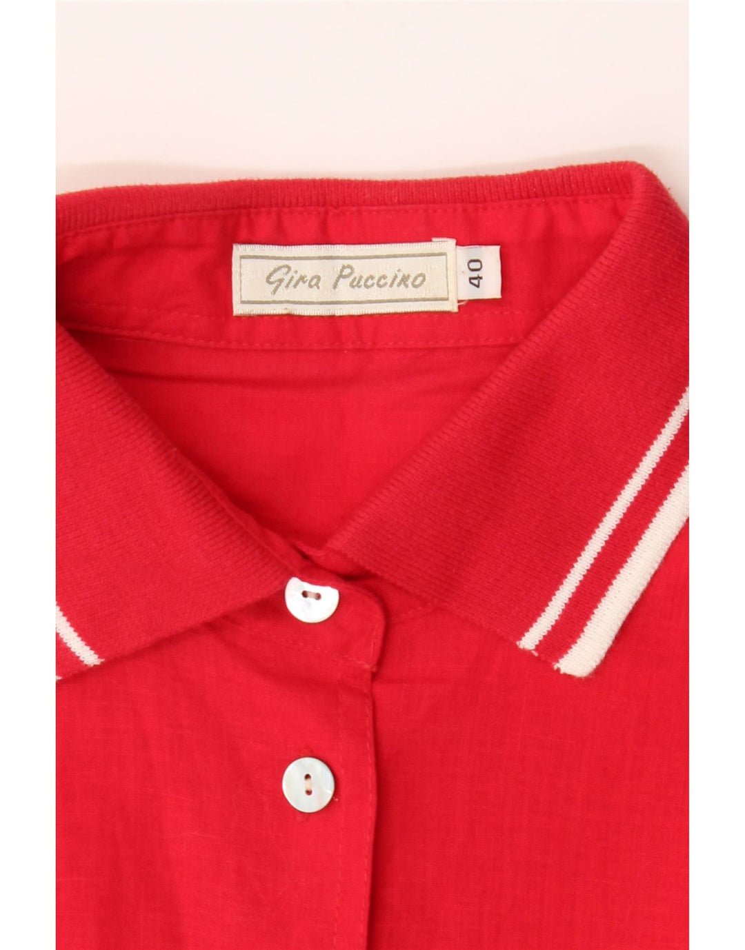 VINTAGE Womens Short Sleeve Shirt EU 40 Medium Red Linen Vintage Vintage and Second-Hand Vintage from Messina Hembry 
