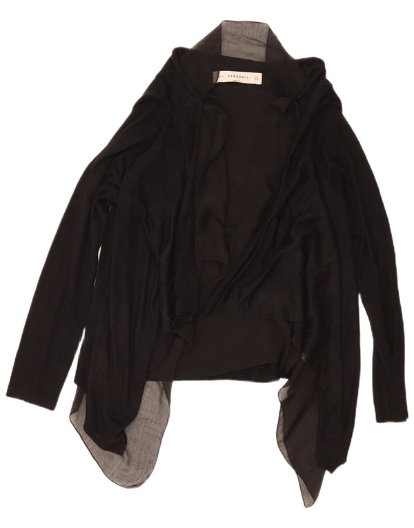Женский асимметричный открытый кардиган ZARA UK 12, средний черный акрил