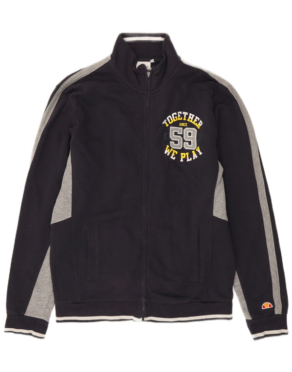 Мужской спортивный костюм Ellesse с графическим рисунком, верхняя куртка XL, темно-синий, хлопок с цветными блоками