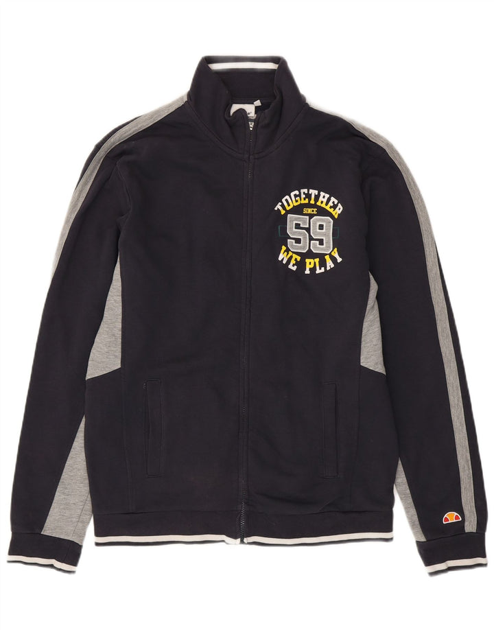 Мужской спортивный костюм Ellesse с графическим рисунком, верхняя куртка XL, темно-синий, хлопок с цветными блоками