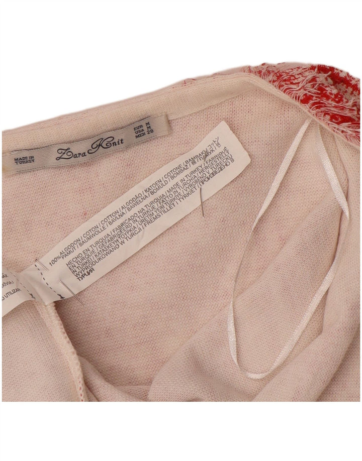 Женский открытый кардиган с рукавами 3/4 Zara UK 14, средний красный в крапинку