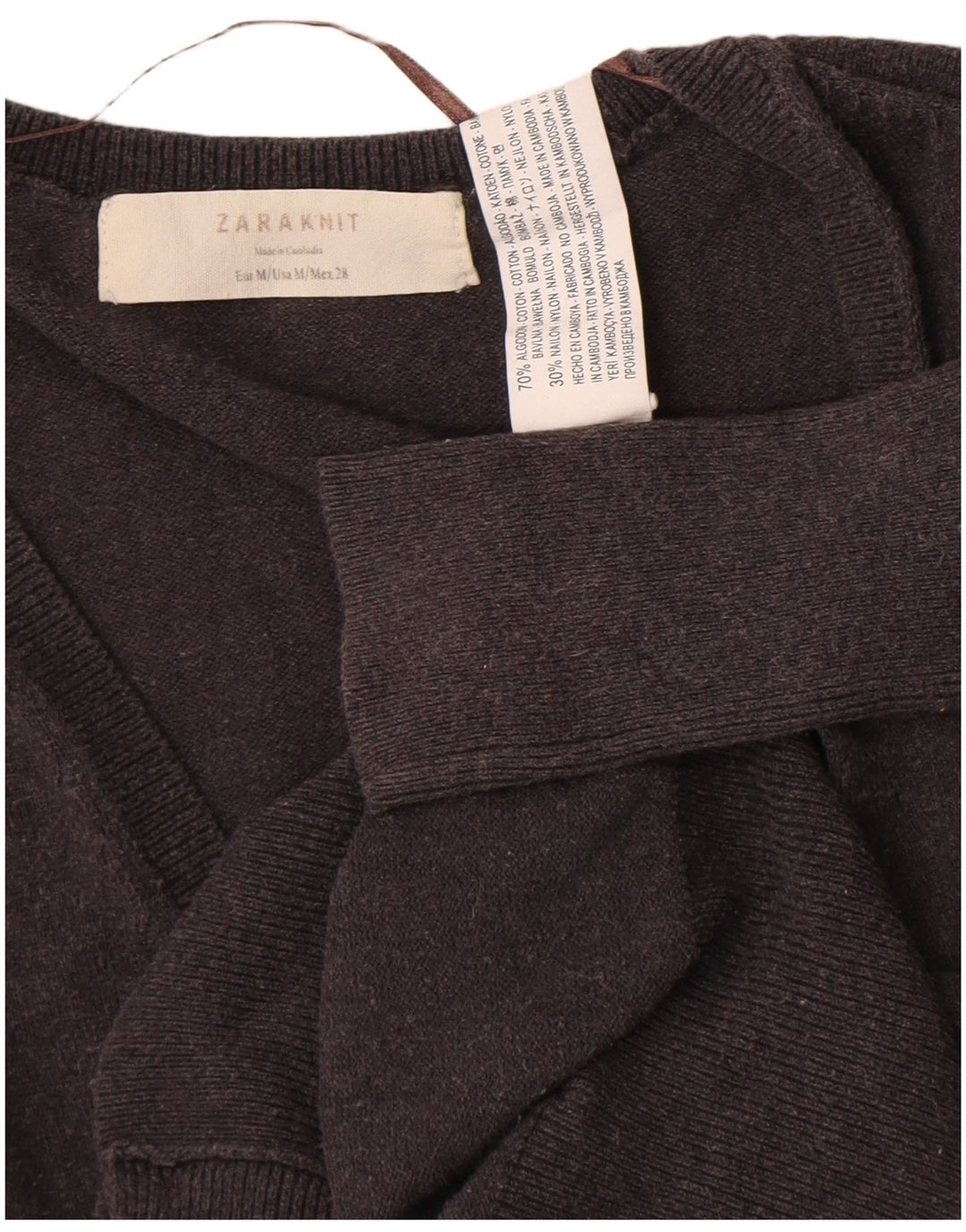 Женский кардиган Zara UK 12, хлопковый средний серый цвет