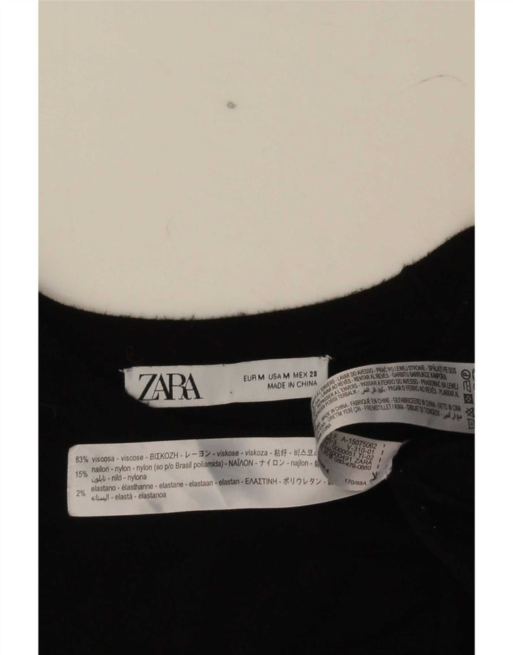 Женская трикотажная блузка с коротким рукавом Zara UK 12, средний черный, вискоза