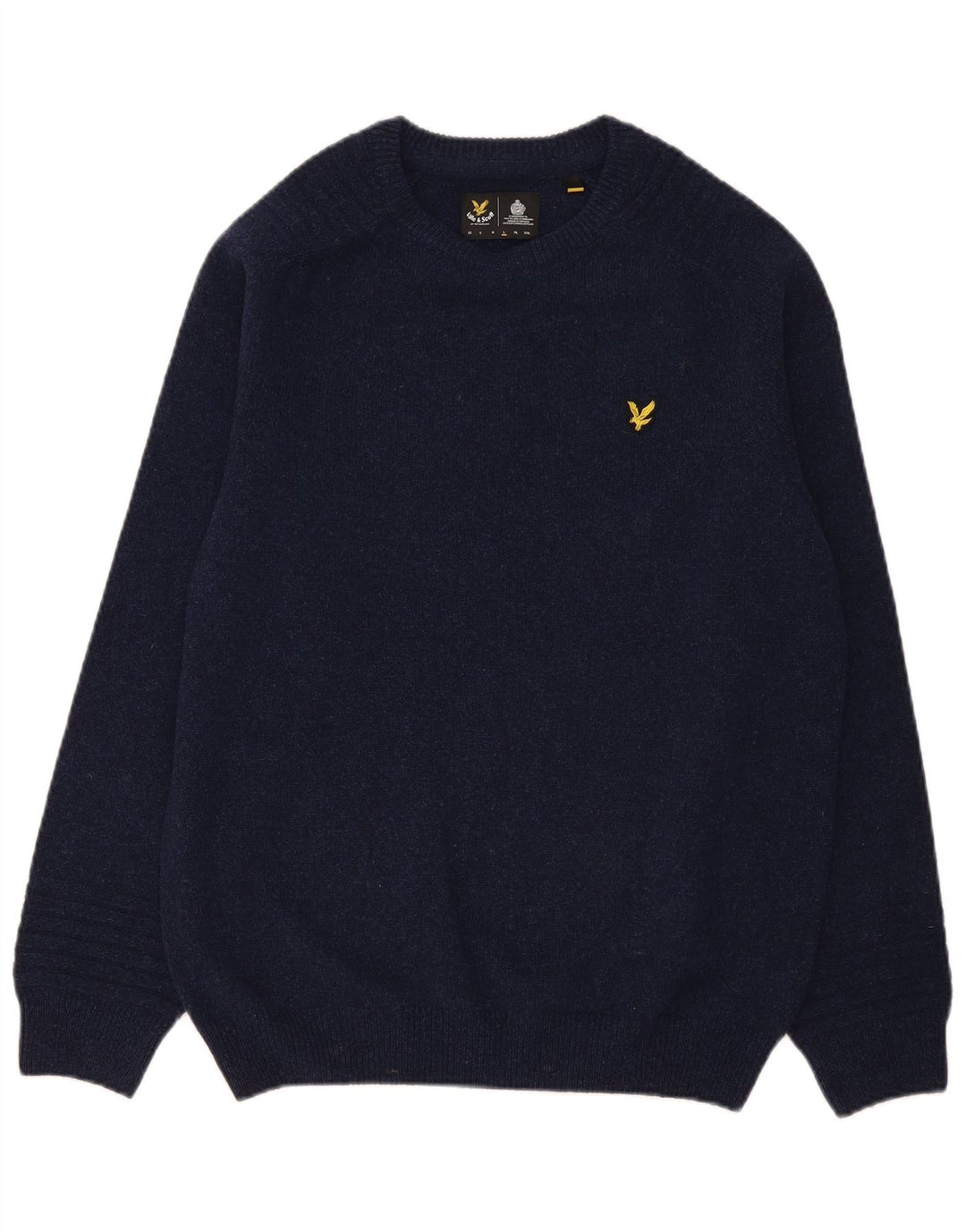 Мужской джемпер с круглым вырезом Lyle & Scott, большой темно-синий шерстяной свитер