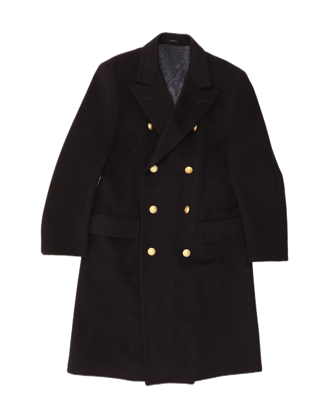 Винтажное женское двубортное пальто IT 52 2XL, черное классическое