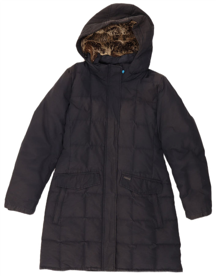 WOOLRICH Женское стеганое пальто с капюшоном UK 18 XL Темно-синий полиэстер