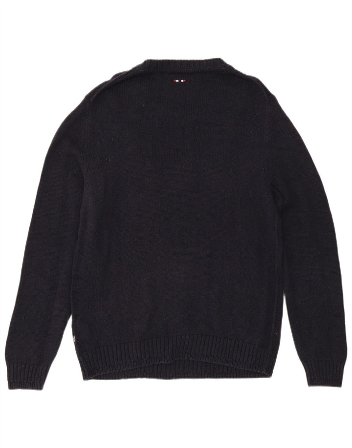 NAPAPIJRI Мужской джемпер с круглым вырезом с рисунком, большой темно-синий хлопковый свитер