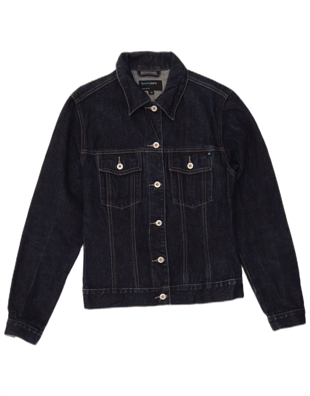 ВИНТАЖНАЯ женская джинсовая куртка EU 38, средний темно-синий хлопок